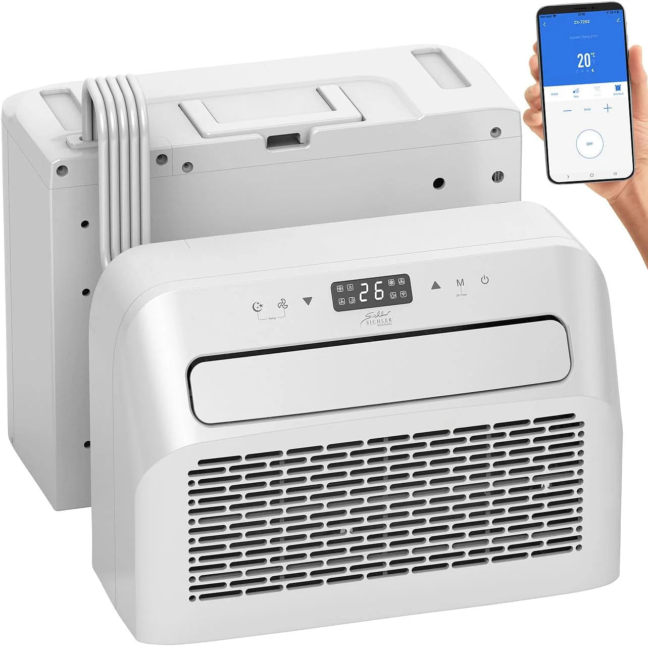 Sichler Haushaltsgeräte Mobiles Klimagerät: Mobile Split-Klimaanlage, Entfeuchterfunktion, WLAN  App, 5.000 BTU/h (Klimaanlage Wohnwagen, Mini Split Klimaanlage, Klima Splitgerät Bohren)