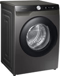 Samsung Waschmaschine, 8 kg, 1400 U/min, Ecobubble, Automatische Waschmittel- und Weichspülerdosierung, Inox/Schwarz, WW80T534AAXAS2(Inox/Schwarz)