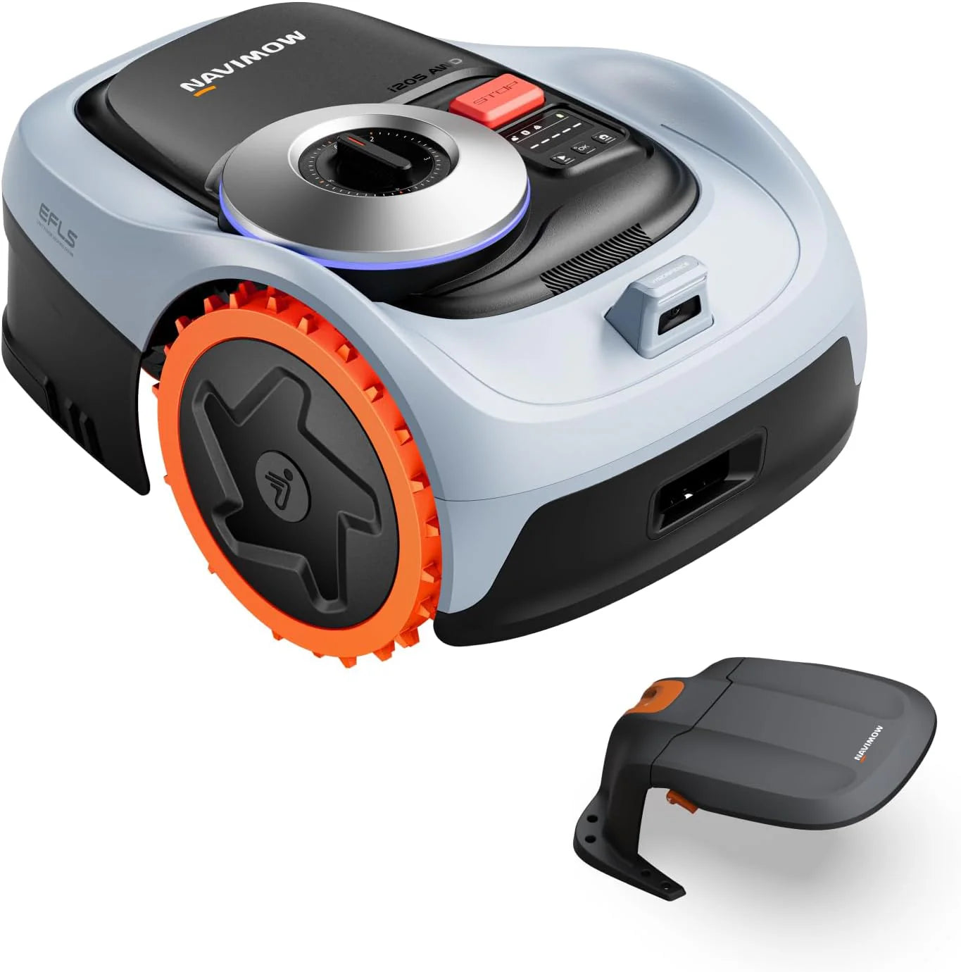Segway Navimow i 205 AED robotgräsklippare utan slinga, fyrhjulsdrift för 45 % sluttningar, EFL RTK + Vision, automatisk kartläggning, rekommenderas. 500 m2, ingen RTK-antenn krävs(i205 AWD+Garage S)