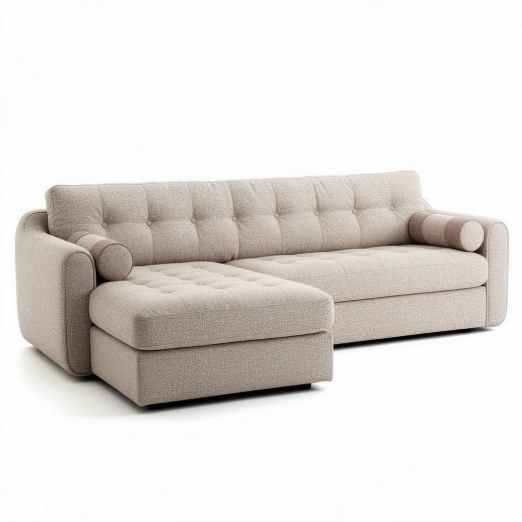 Narożnik z tkaniny w kolorze jasnoszarym 240 x 90 x 85cm z funkcją spania
