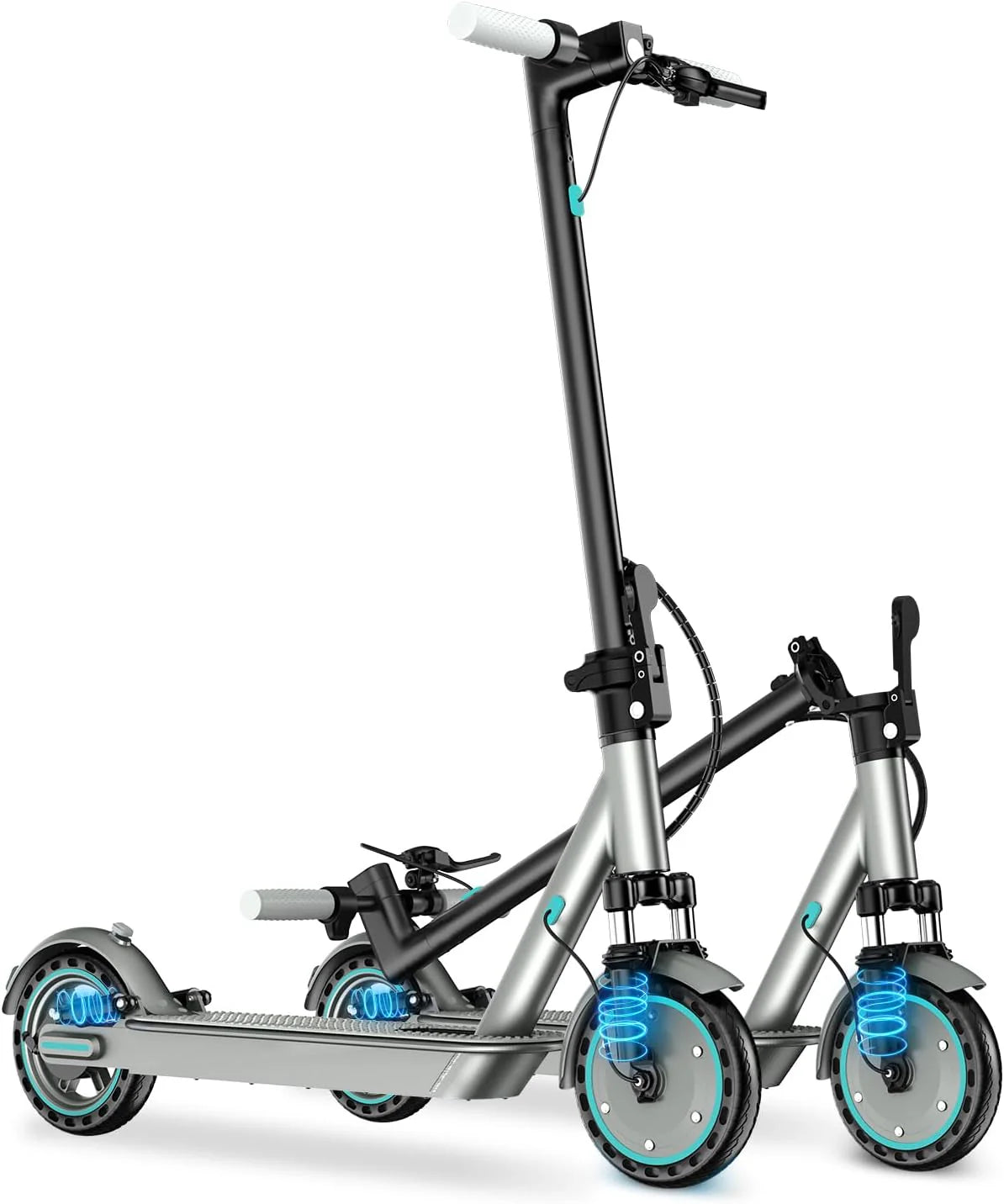 Skoter EléCtrico de Alta Potencia 250w, Neumático 21.6/25.5cm,Upp till 20KM/H,Lång räckvidd 35/45KM,System De Frenado Double Tambor,Scooter hopfällbar för vuxna,Max belastning 120kg(V8/D8 Pro-35KM-Double Shock Absorption-BLUE)