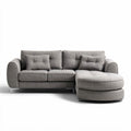 Sofa narożna w kolorze beżowym z tkaniny o wymiarach 200 x 90 x 85cm
