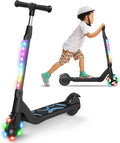 SISIGAD Elscooter för barn 6-12 år, 5,3 tum, med blinkande LED-lampor och 3 justerbara höjder, maximal belastning 10 km/h, 45W motor, maximal belastning 70 kg(black -1)