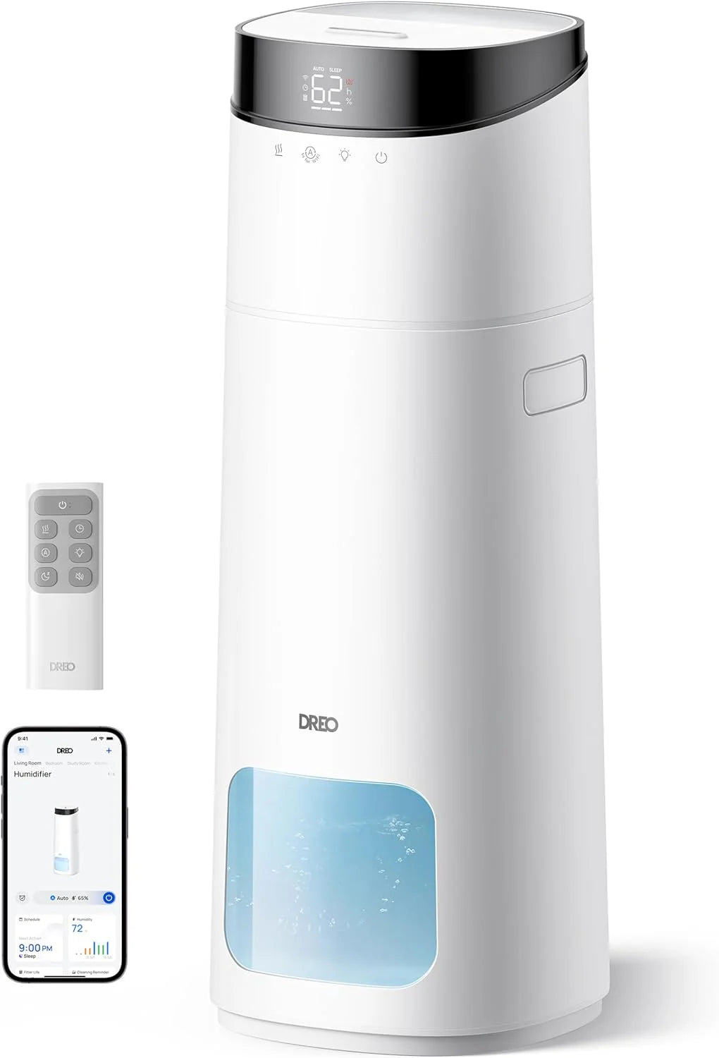 Dreo - 16 liters smart luftfuktare för stort rum, 95 kvadratmeter, 130 timmars kall dimma-luftfuktare för små växter, toppfyllning, fjärrkontroll