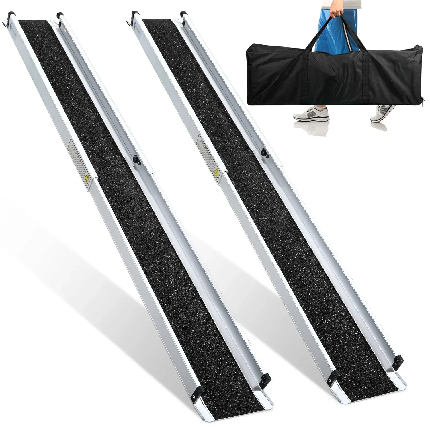 Sonnewelt 2x Rollstuhlrampe Aluminium Auffahrrampe bis 300 kg(87-152 cm)